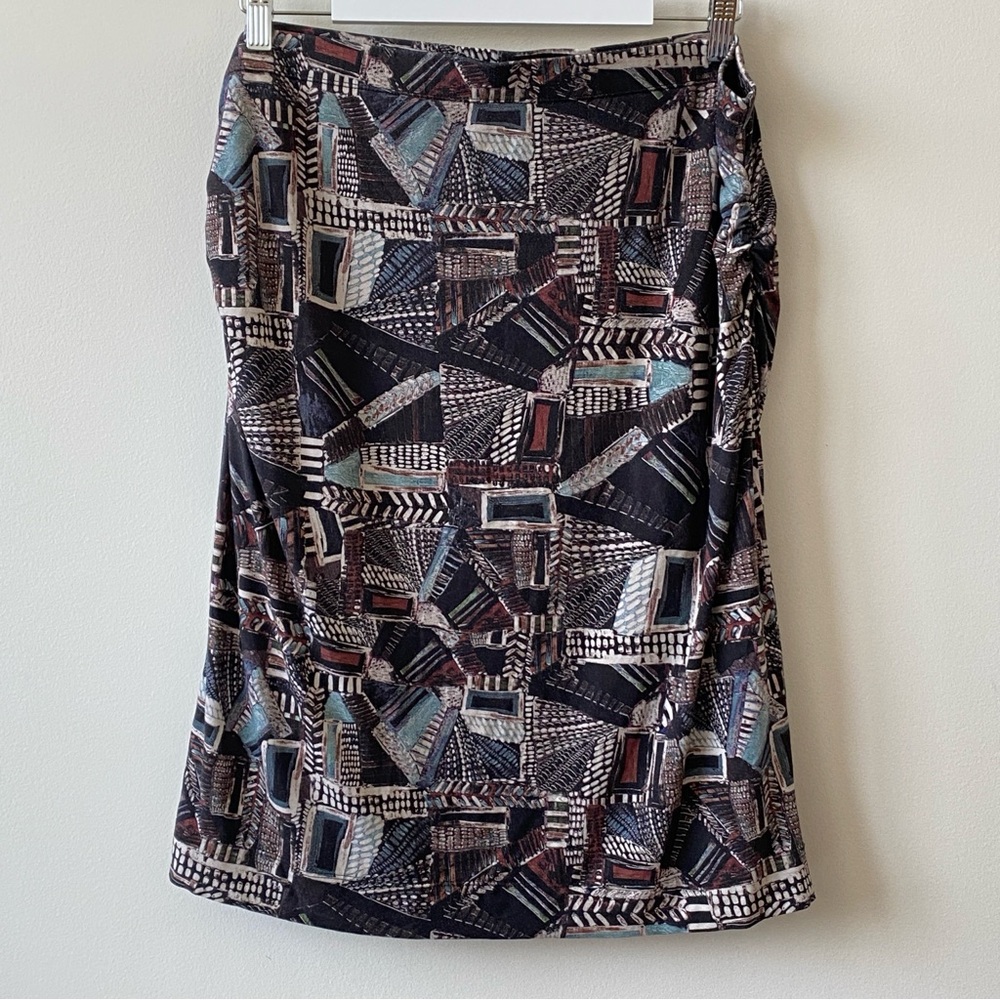 Peruvian Connection Pencil Skirt Abstract Pattern Black, Brown, Blue Size XL